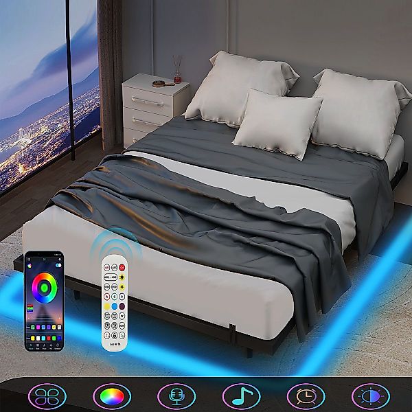 LETGOSPT Bettgestell Doppelbett Flach Bettgestell 140x200cm, günstig online kaufen