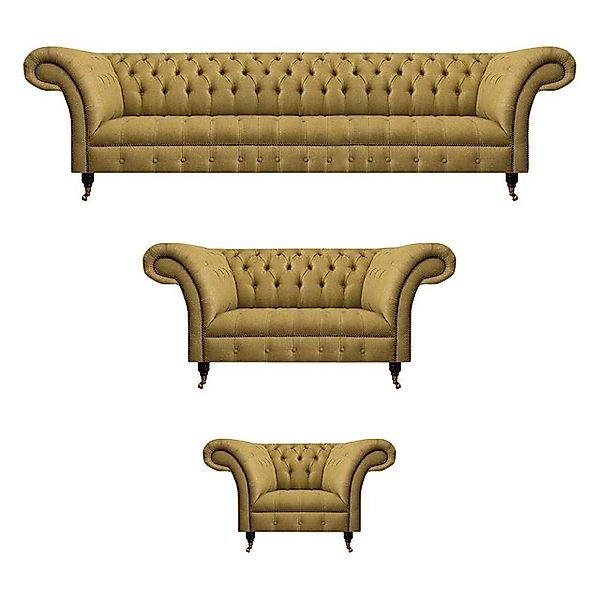 JVmoebel Chesterfield-Sofa Sofagarnitur Komplett 3tlg Chesterfield Sofas Co günstig online kaufen