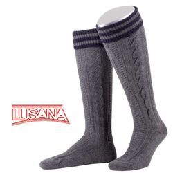 Lusana Trachten Kniestrümpfe Farbe blau/grau Größe: 42-43 günstig online kaufen