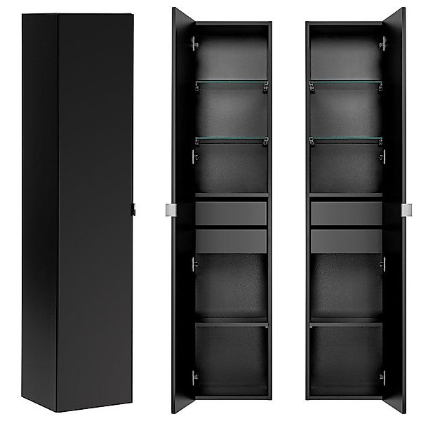 Lomadox Hochschrank PUEBLA-56-BLACK mit innenliegenden Schubladen günstig online kaufen