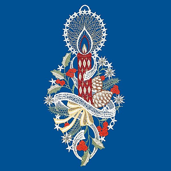 W. Reuter & Sohn - Plauener Spitze Fensterbild "Kerze", Made in Germany günstig online kaufen