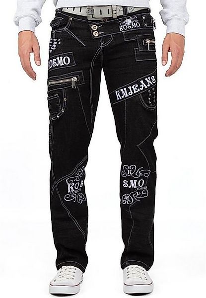 Kosmo Lupo 5-Pocket-Jeans Auffällige Herren Hose BA-KM051-1 Schwarz W34/L34 günstig online kaufen