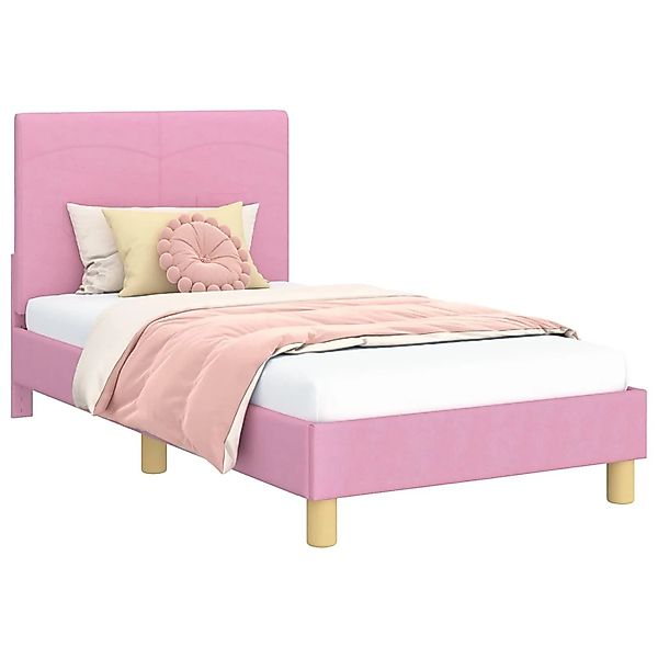 vidaXL Kinderbettgestell mit Kopfteil Rosa 80 x 160 cm Stoff 42010987 günstig online kaufen