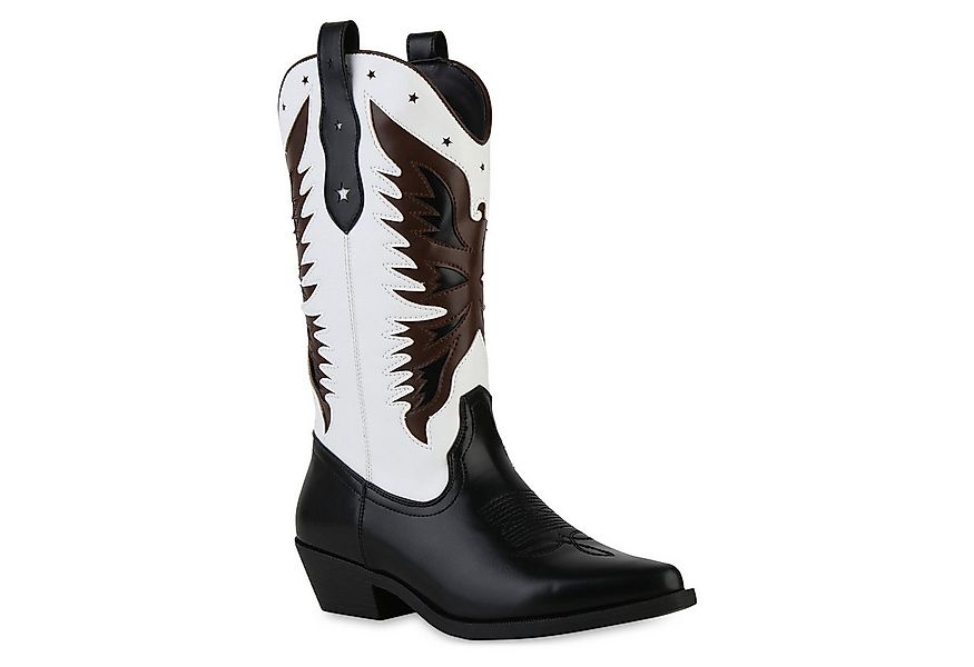 VAN HILL 841113 Cowboystiefel Damen Cowboystiefel Stiefel Spitze Holzoptika günstig online kaufen
