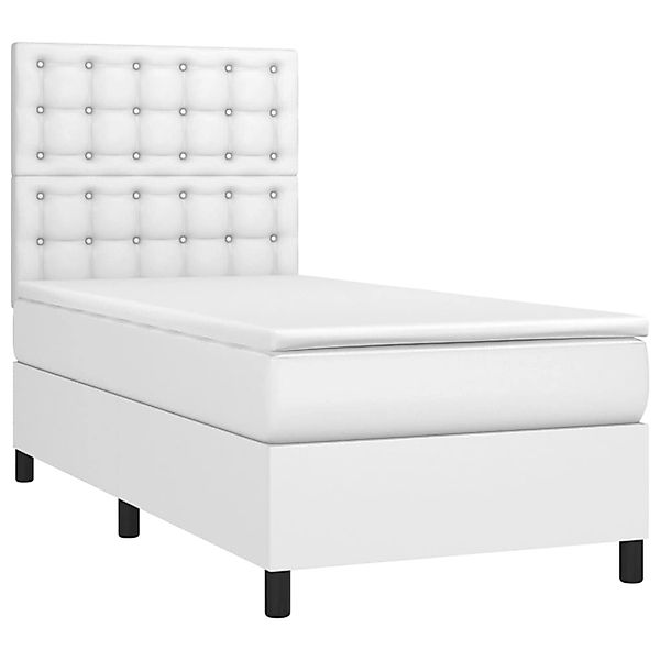 vidaXL Boxspringbett mit Matratze & LED Weiß 80x200 cm Kunstleder 3135910 günstig online kaufen