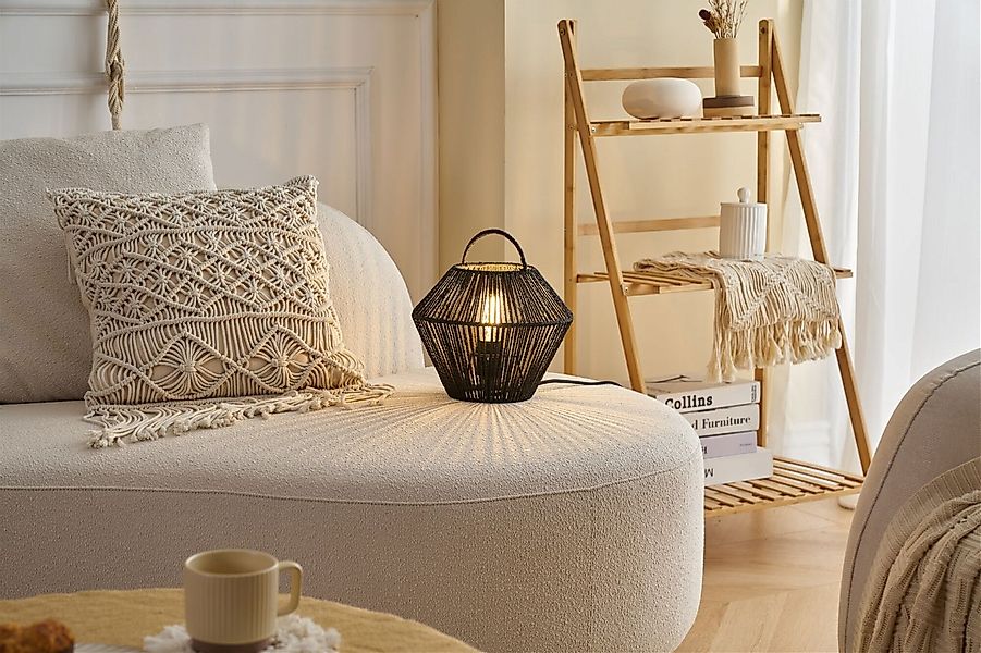Pauleen Tischleuchte »Boho Shine max20W Schwarz 230V Metall/Rattan«, 1 flam günstig online kaufen