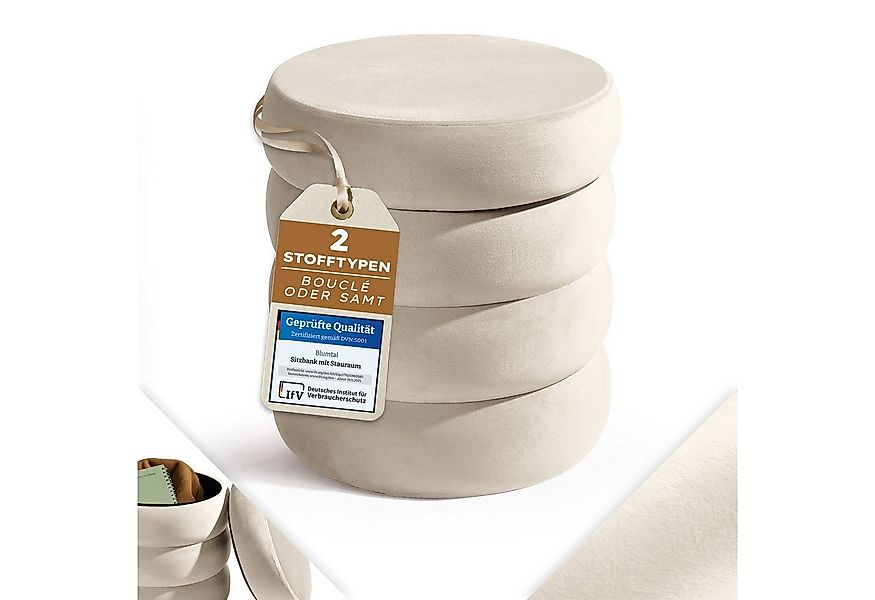 Blumtal Sitzhocker Hocker mit Stauraum mit Bouclé oder Velvet-Bezug, robust günstig online kaufen