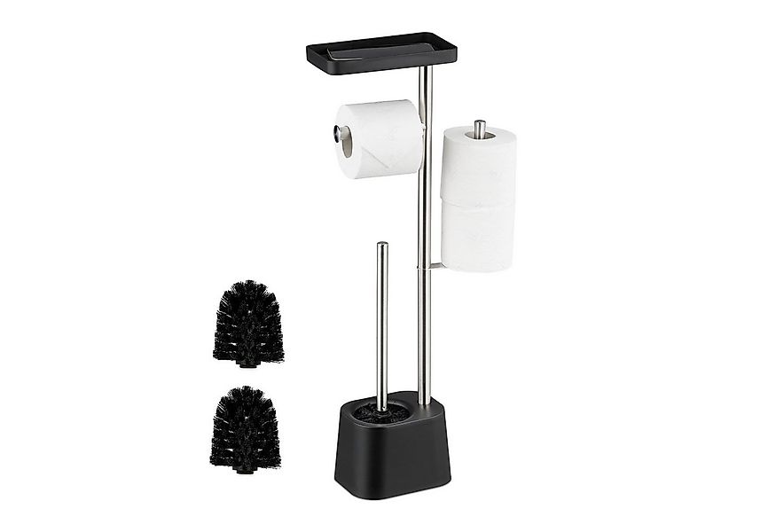 relaxdays WC-Garnitur mit Ablage, schwarz günstig online kaufen