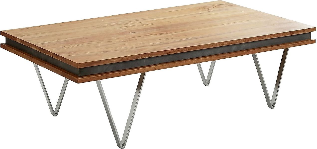 DELIFE Couchtisch Stonegrace, Akazie Natur Schiefer 117x60x25 Steinfurnier günstig online kaufen