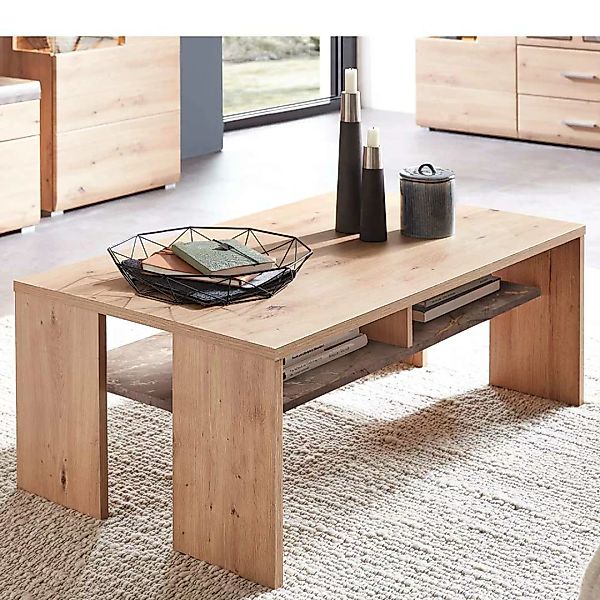 Wohnzimmer Tisch in Graubraun und Wildeiche Optik 110 cm breit günstig online kaufen