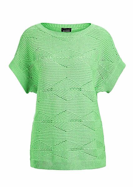 GOLDNER Strickpullover "Kurzgröße Kurzarm Baumwoll-Strickshirt" Rippenbündc günstig online kaufen