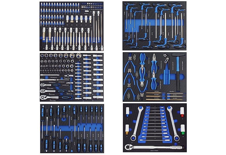 TRUTZHOLM Werkzeugset 6 xWerkstattwageneinlagen 520x400 mm bestückt mit 254 günstig online kaufen