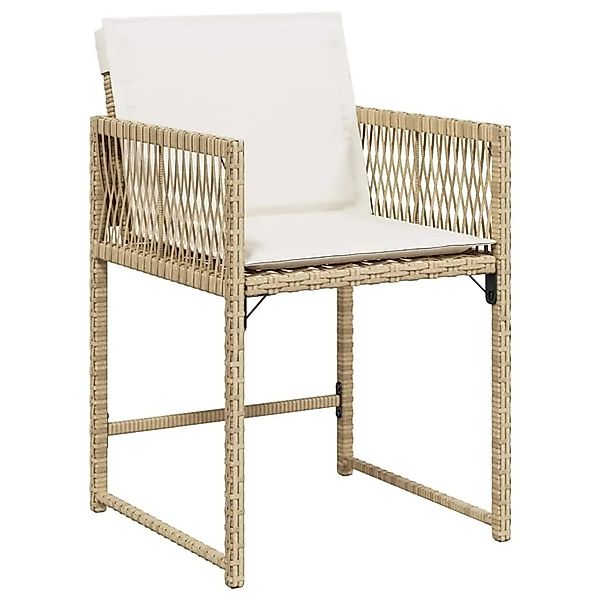 vidaXL Gartenstühle mit Kissen 4 Stk Beige Poly Rattan 365021 günstig online kaufen