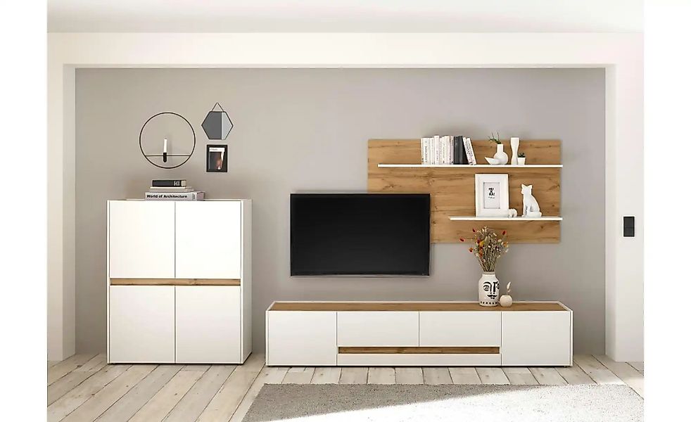 Wohnwand  Cande ¦ weiß ¦ Maße (cm): B: 360 H: 45 Kommoden & Sideboards > Wo günstig online kaufen
