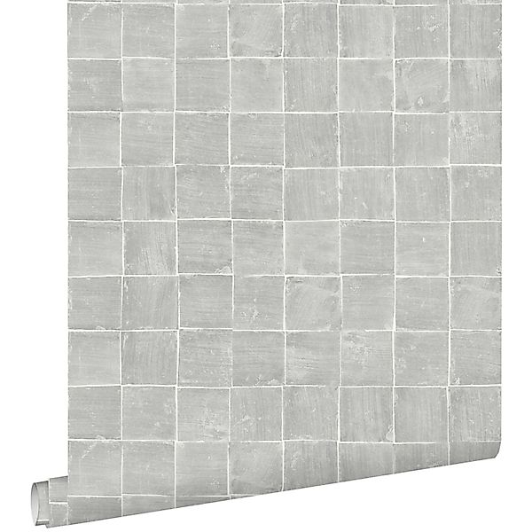 ESTAhome Tapete Fliesenmuster Grau 53 cm x 10,05 m 148317 günstig online kaufen