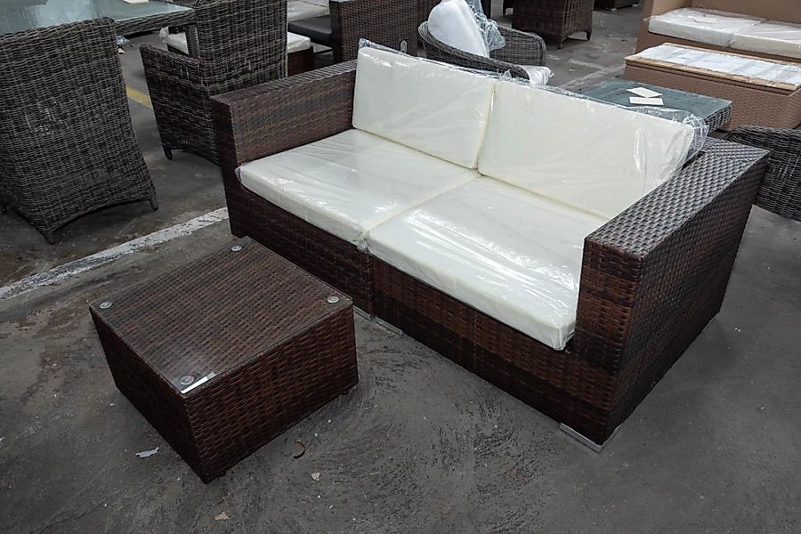 #HBM 2784: 2er Sofa aus 3-1-1 + Tisch Genero-braun-meliert-cremeweiß günstig online kaufen