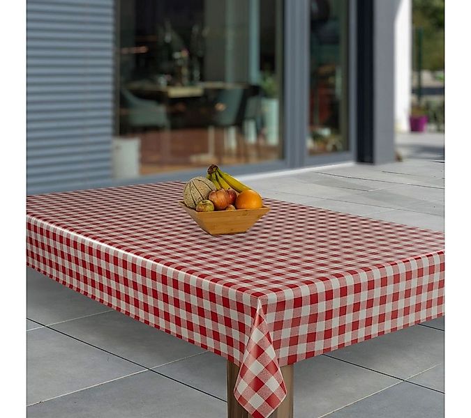 laro Tischdecke Wachstuch-Tischdecken Abwaschbar Rot Weiß Karo rechteckig günstig online kaufen