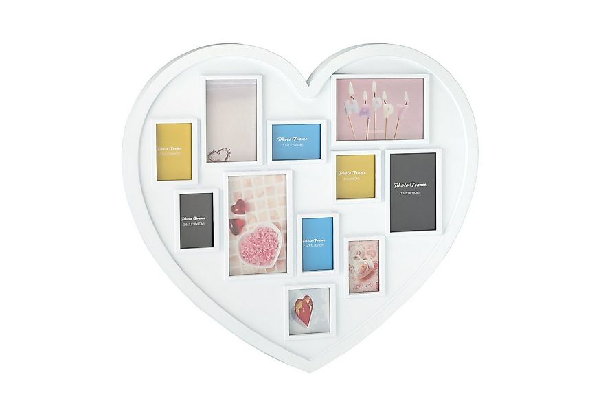 relaxdays Bilderrahmen Collage Herz Bilderrahmen für 11 Bilder, weiß günstig online kaufen
