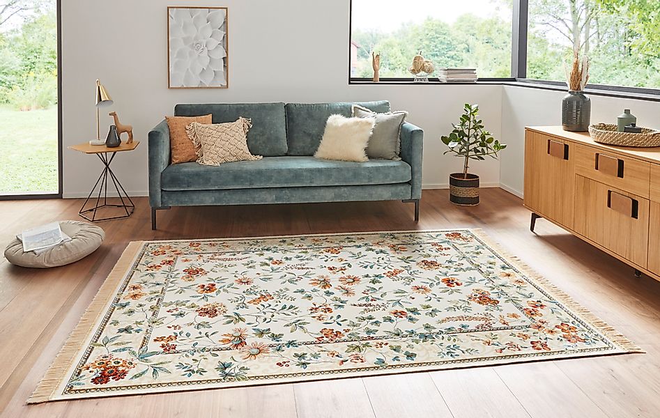 HANSE Home Teppich »Orient Flowers«, rechteckig, 5 mm Höhe, Kurzflor mit Fr günstig online kaufen