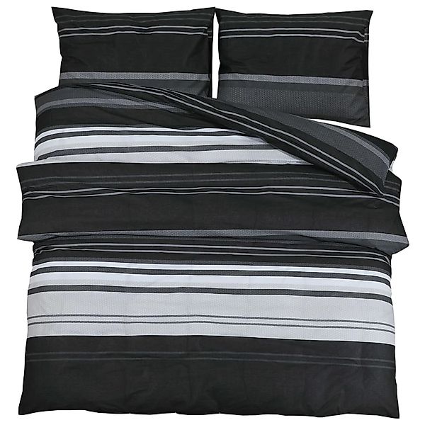 vidaXL Bettwäsche-Set Schwarz und Weiß 200x200 cm Baumwolle 136504 günstig online kaufen