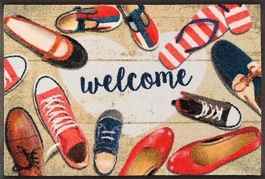 wash+dry by Kleen-Tex Fußmatte »Shoes welcome«, rechteckig, Schmutzfangmatt günstig online kaufen
