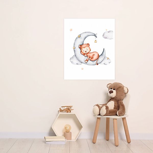 Lüttenhütt Poster "Schlafender Affe auf Mond mit Sternen", Affen-Affenbilde günstig online kaufen