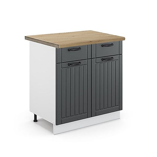 Vicco Küchenunterschrank Fame-Line Anthrazit Landhaus/Weiß 80 cm AP Anthraz günstig online kaufen