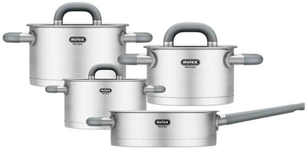 Mulex Topf-Set »LUGANO« Edelstahl 18/10 Set, 7 Stk. tlg. inkl. Stielpfanne günstig online kaufen