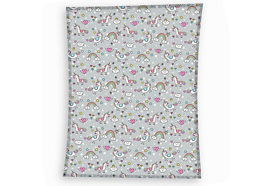 Kinderdecke Einhorn Regenbogen 130x170 cm, weich und kuschelig, Unicorn, MT günstig online kaufen