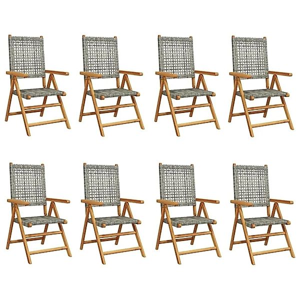 vidaXL Gartenstuhl Verstellbar 8 Stk Grau Poly Rattan Massivholz 3214525 günstig online kaufen