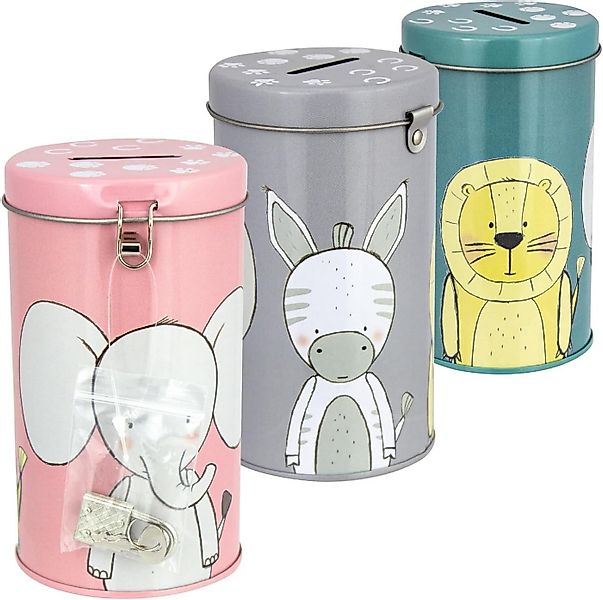 Centi Spardose Kinderspardosen Serie „3 Freunde“, (3er-Set), mit Schloss & günstig online kaufen