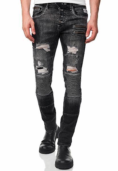 Rusty Neal Slim-fit-Jeans "MISATO" im modischen Used-Look günstig online kaufen