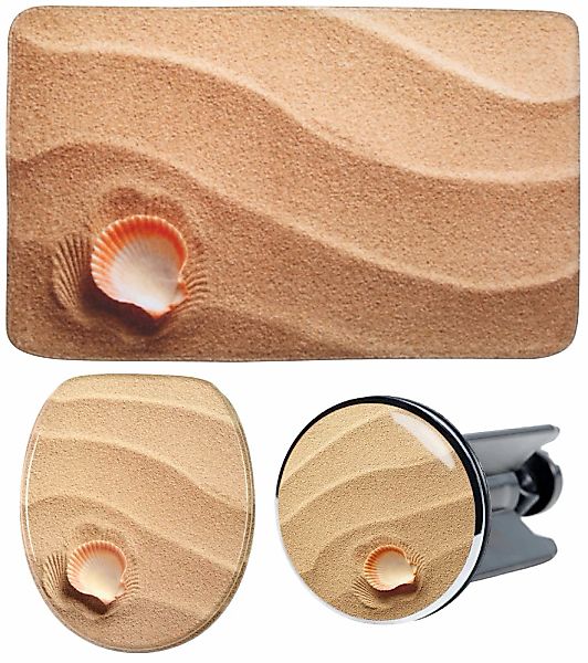 Sanilo Badaccessoire-Set "Clam" bestehend aus WC-Sitz, Badteppich und Wasch günstig online kaufen