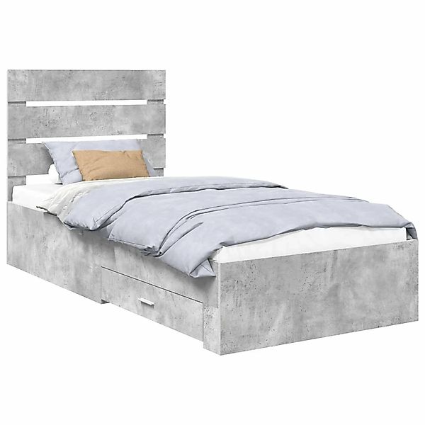 vidaXL Bettrahmen mit Schubladen Beton Grau 90 x 200 cm Holzwerkstoff 34120 günstig online kaufen