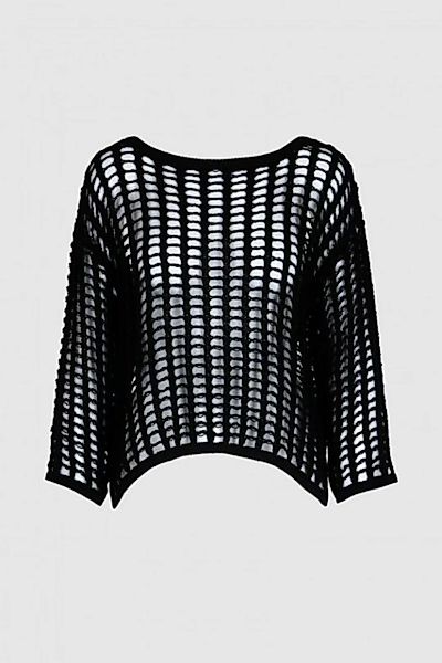 Boscana 3/4 Arm-Pullover Pullover in Häkeloptik in Schwarz günstig online kaufen