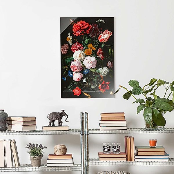 Glasbild - Hochformat Jan Davidsz de Heem - Stillleben mit Blumen in einer günstig online kaufen