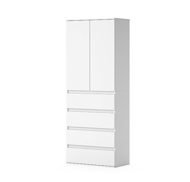Vicco Kleiderschrank Claus, Weiß, 74 x 191.5 cm mit 4 Schubladen günstig online kaufen