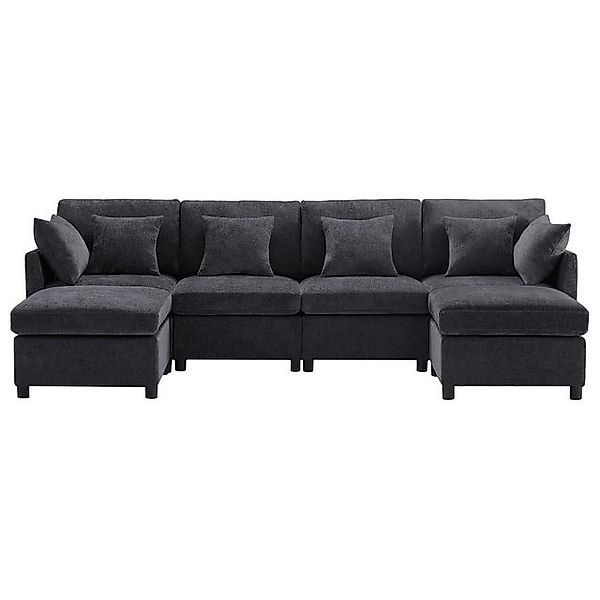 Merax Ecksofa U-förmiges Sofa aus Chenille-Stoff, 1 Teile, Modulares Couch günstig online kaufen