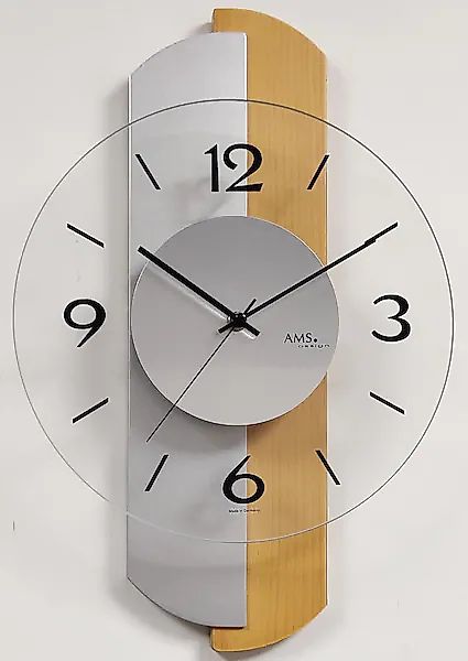 AMS Wanduhr W9209 (Made in Germany,Holz,Buche,Wohnzimmer,Esszimmer,Küche,Ar günstig online kaufen