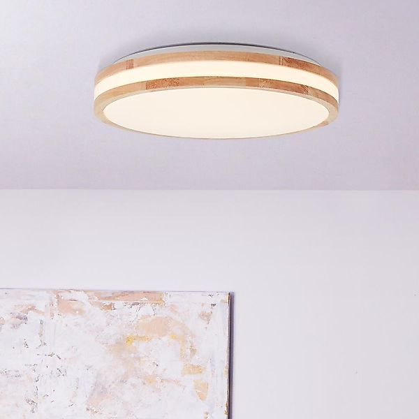 LED Deckenleuchte Laskos in Natur-hell und Weiß 22W 2200lm günstig online kaufen