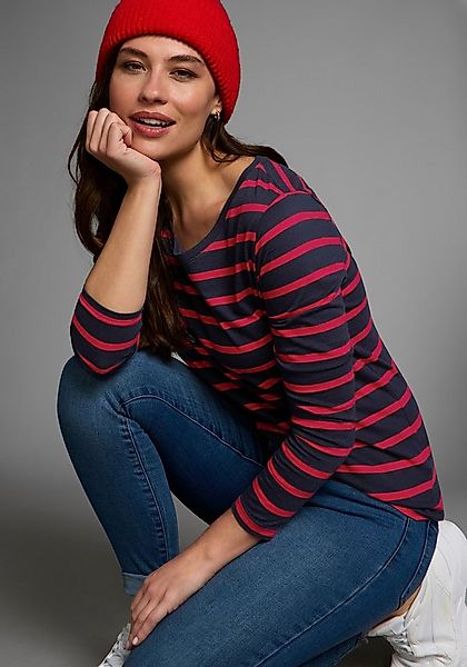 AJC Langarmshirt gestreift, Rundhalsausschnitt, aus Baumwolle, aus Single J günstig online kaufen