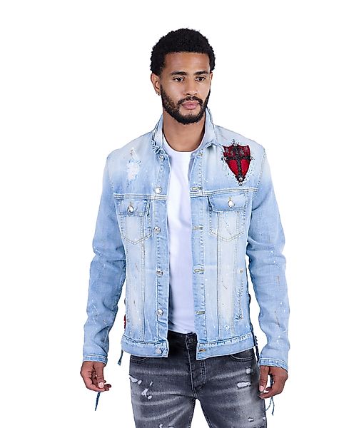 KINGZ Jeansjacke Herren Designer Retro Jeansjacke günstig online kaufen