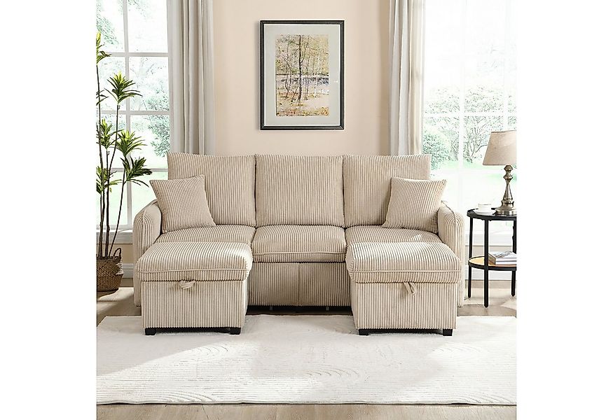 Ulife Ecksofa mit Schlaffunktion U-Form-Dreisitzer Polster-Sofa,Wohnzimmer, günstig online kaufen