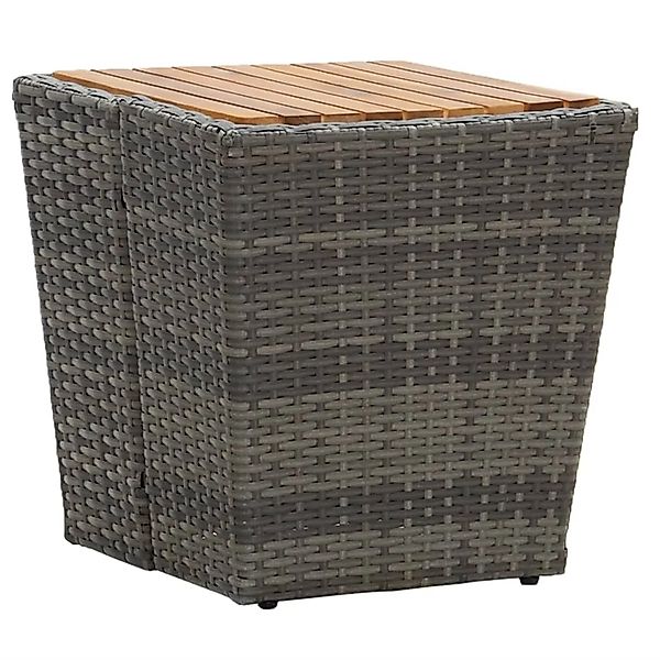vidaXL Beistelltisch Grau 41,5x41,5x43 cm Poly Rattan & Massivholz 46198 günstig online kaufen