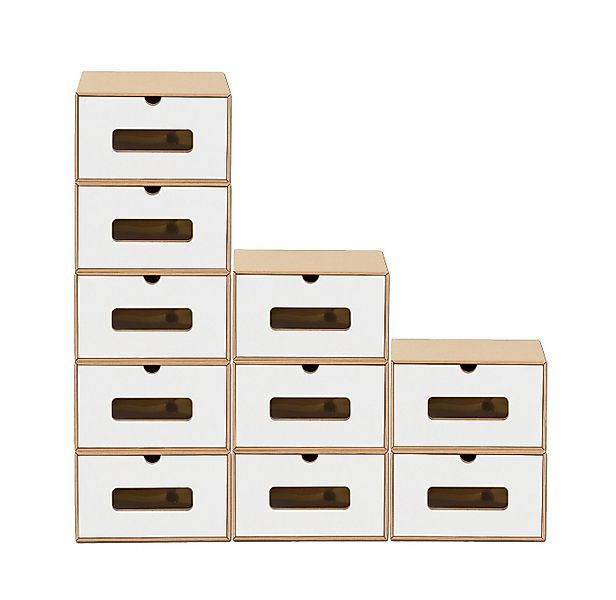 BigDean Schuhbox 10 Boxen stapelbar mit Sichtfenster & Schublade Schuhe Spi günstig online kaufen