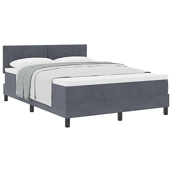 vidaXL Boxspringbett mit Matratze Dunkelgrau 140 x 200 cm Samt 3339243 günstig online kaufen