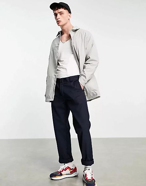 ASOS DESIGN – Gesteppte Leinen-Hemdjacke in Grau günstig online kaufen