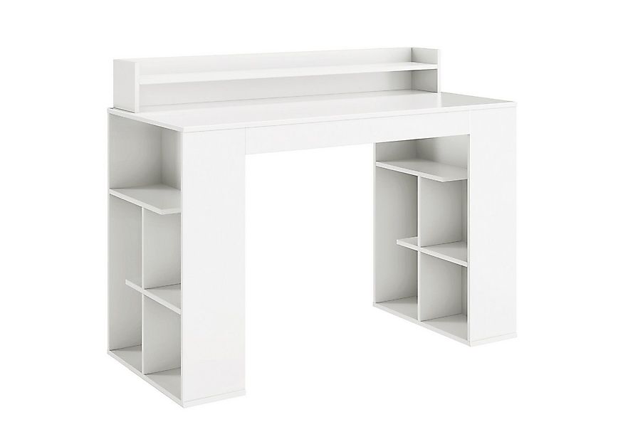 COSTWAY Schreibtisch, mit Monitorablage und 2 Bücherregalen, 120x54x90cm günstig online kaufen