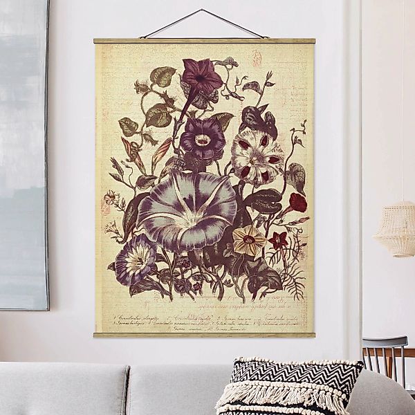 Stoffbild Blumen mit Posterleisten - Hochformat Vintage Memory Blumenstraus günstig online kaufen