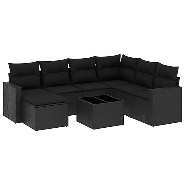 vidaXL 8-Tlg Garten-Sofagarnitur mit Kissen Schwarz Poly Rattan 3251642 günstig online kaufen